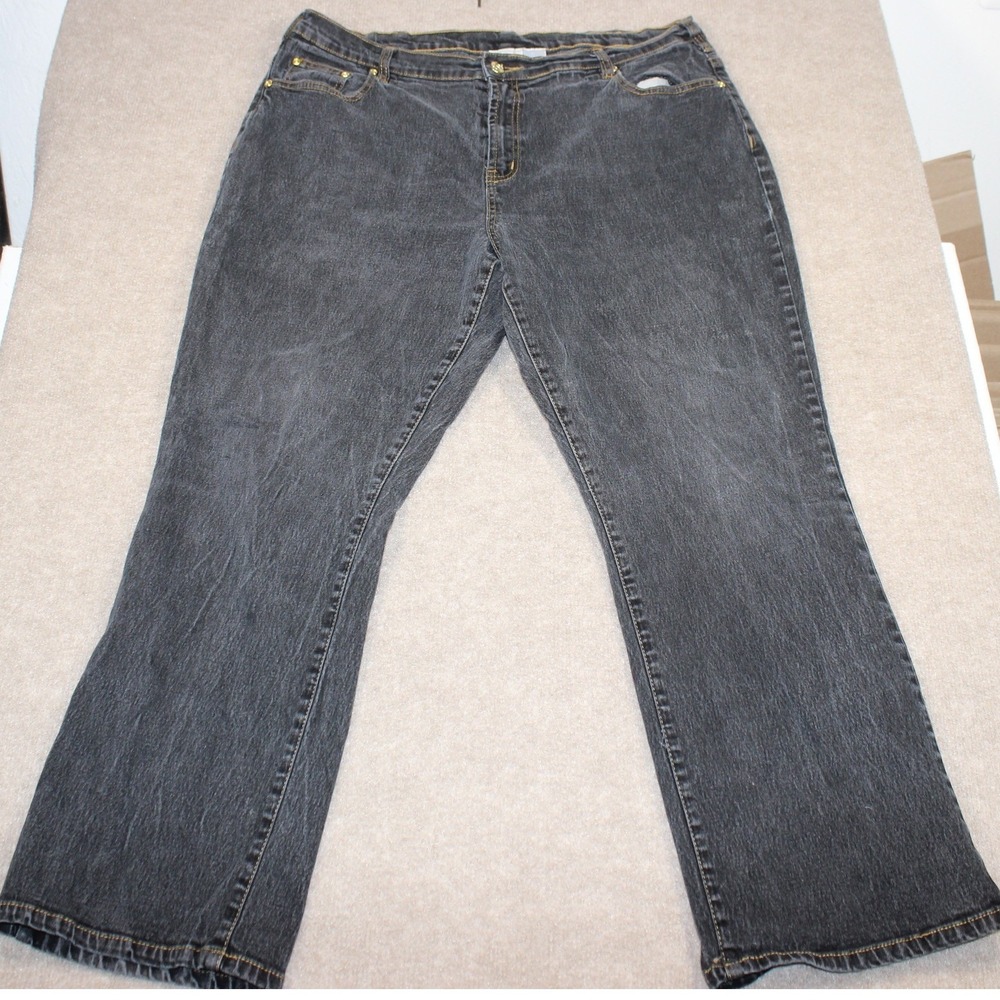 DG2 Diane Gilman Black Bootcut Jeans Womens 18WP Petite Stretch Denim